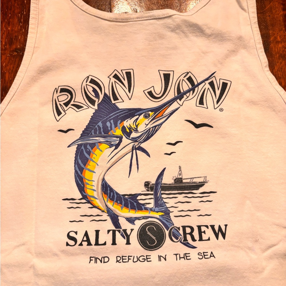 RON JON Salty Crew White Design tank top